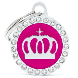 Hundetegn Glam Crown Small circle pink