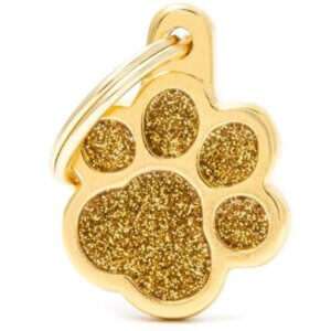 Hundetegn Shine Glitter Small paw guld