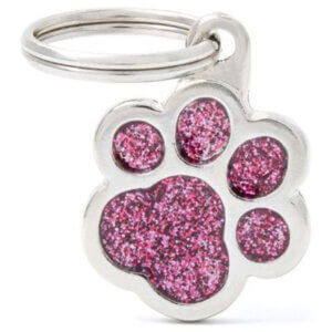 Hundetegn Shine Glitter Small paw pink