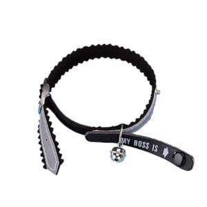 Kattehalsbånd med refleks/ adresse Sort