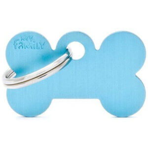 Hundetegn Basic Aluminium Small bone lyseblå