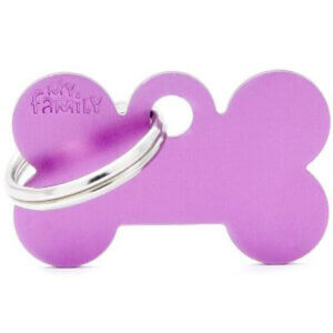Hundetegn Basic Aluminium Small bone lilla