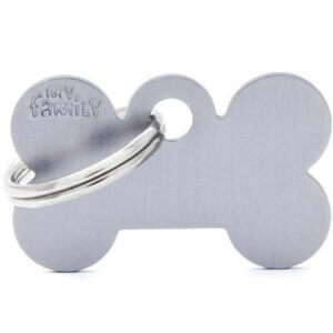 Hundetegn Basic Aluminium Small bone grå