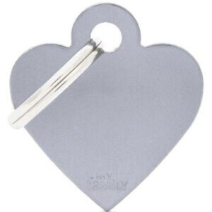 Hundetegn Basic Aluminium Small heart grå