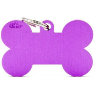 Hundetegn Basic Aluminium XL bone lilla