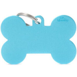 Hundetegn Basic Aluminium XL bone lyseblå