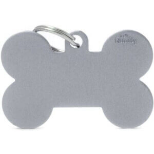 Hundetegn Basic Aluminium XL bone grå