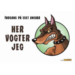 Hundeskilt Waggy Her vogter jeg Dobberman