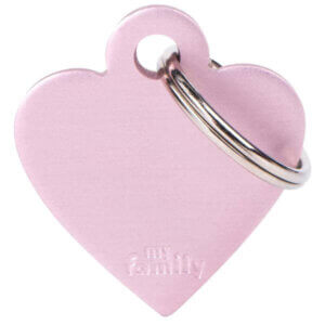 Hundetegn Basic Aluminium Small heart lyserød