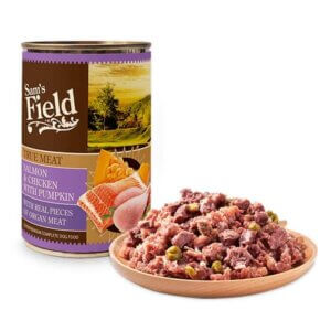 Sam´s Field Kornfri vådfoder med laks, Kylling og græskar